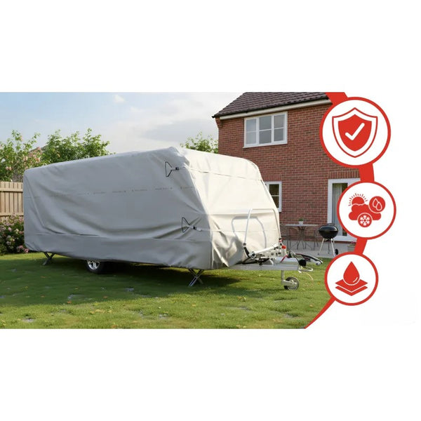 Apsauginis uždangalas gyvenamąjai priekabai (karavanui), vientisas (be šoninių užsegimų)