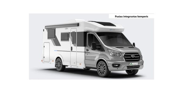 Apsauginis uždangalas pusiau integruoto tipo kemperiui  su atsegamu šonu ir stabilizavimo diržais