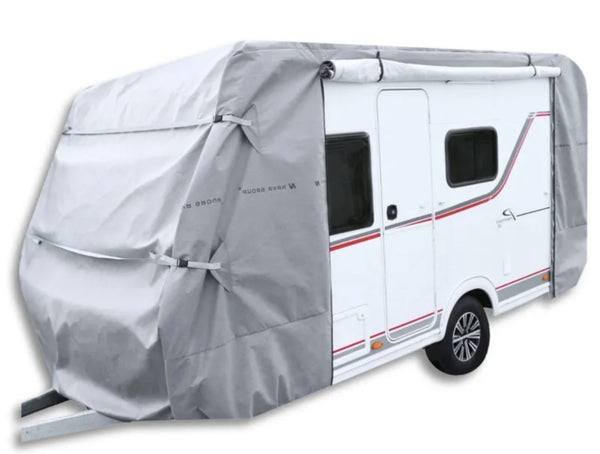 Apsauginis uždangalas gyvenamąjai priekabai (karavanui) su atsegamu šonu (kairė pusė)